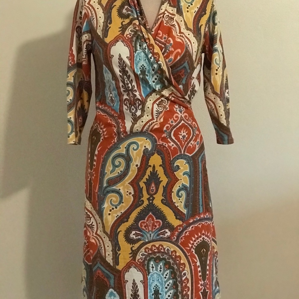 J. McLaughlin Vibrant Paisley Long Sleeve Dress